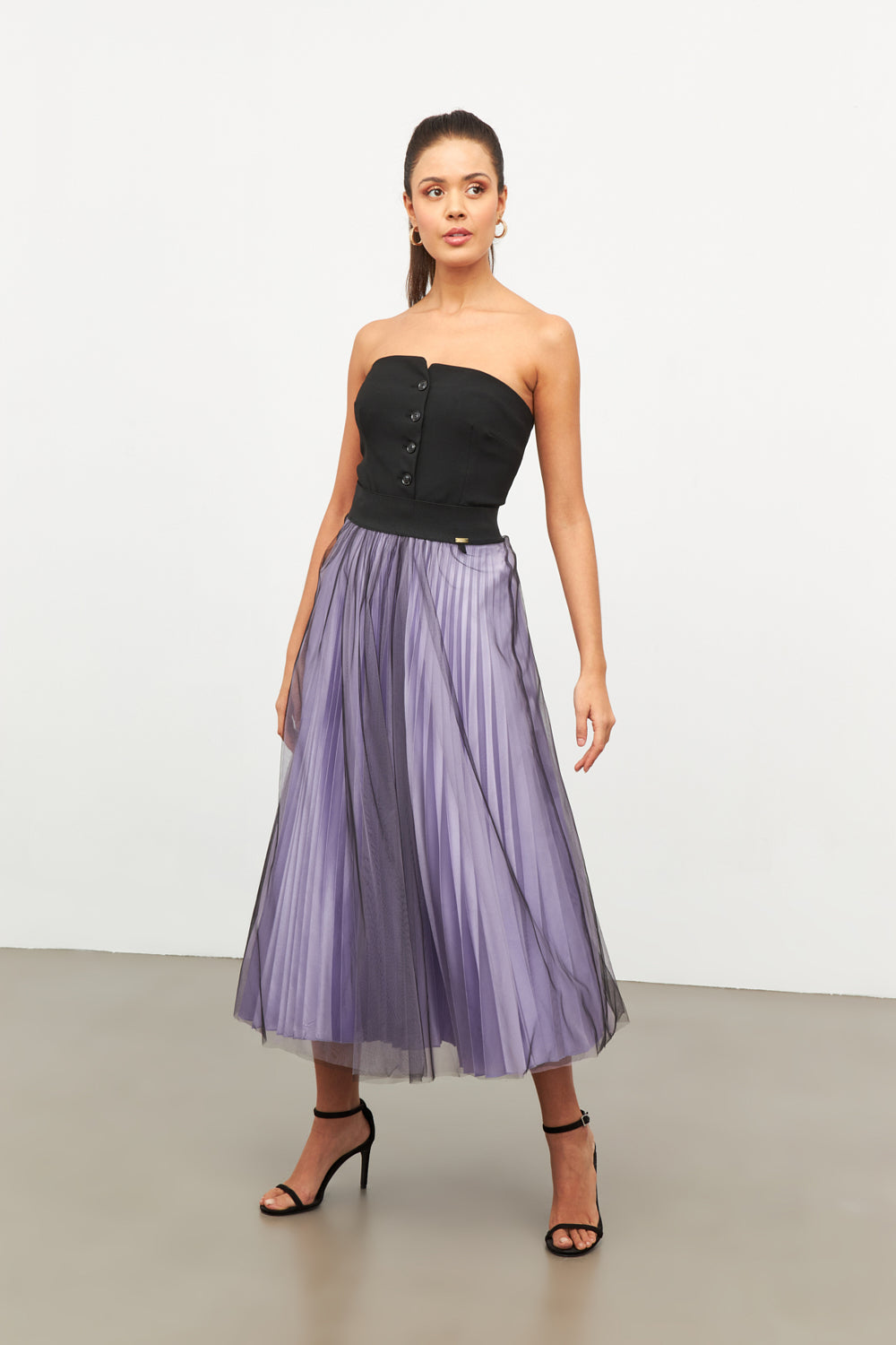 PLEATED LILAC TULLE SKIRT