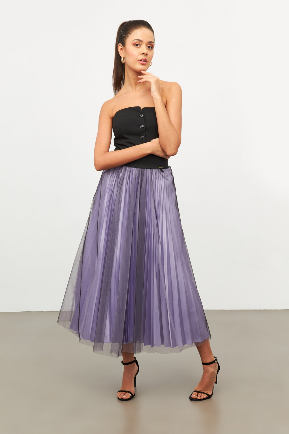 PLEATED LILAC TULLE SKIRT