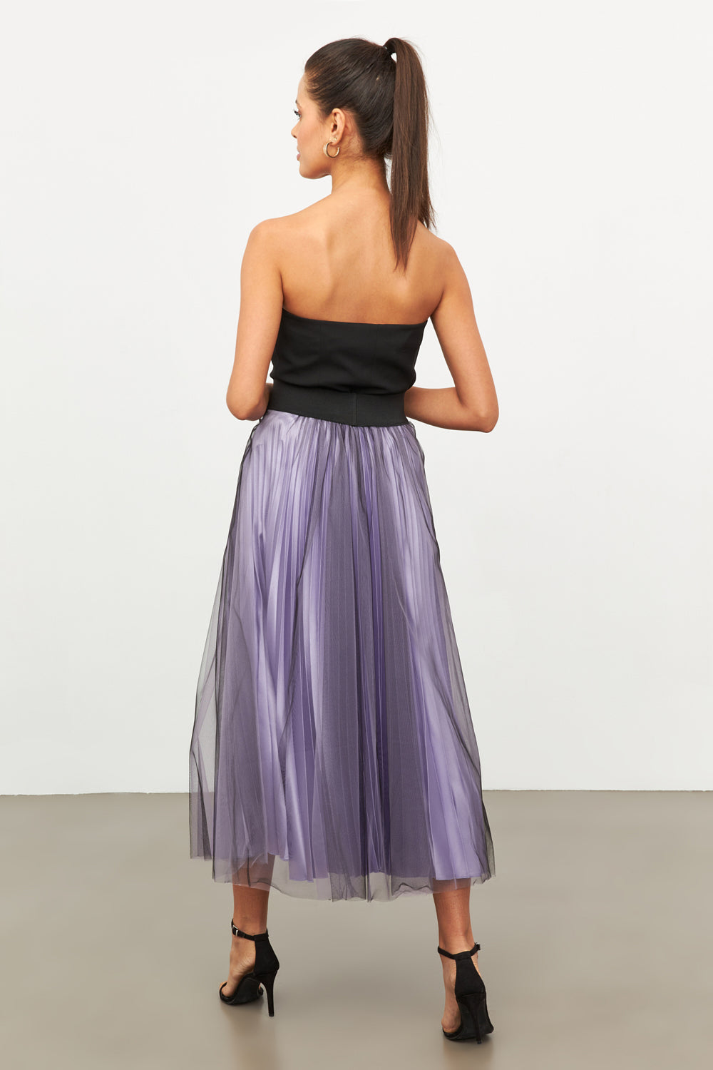 PLEATED LILAC TULLE SKIRT
