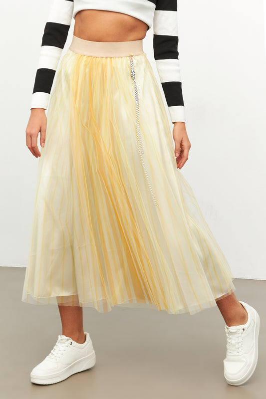 STRIPED YELLOW TULLE SKIRT