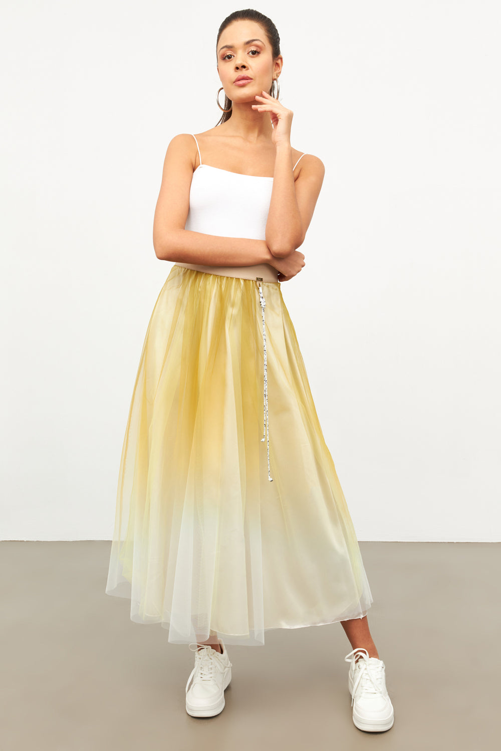 Yellow tulle maxi skirt Clearance