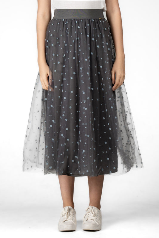 CRYSTAL GREY TULLE SKIRT