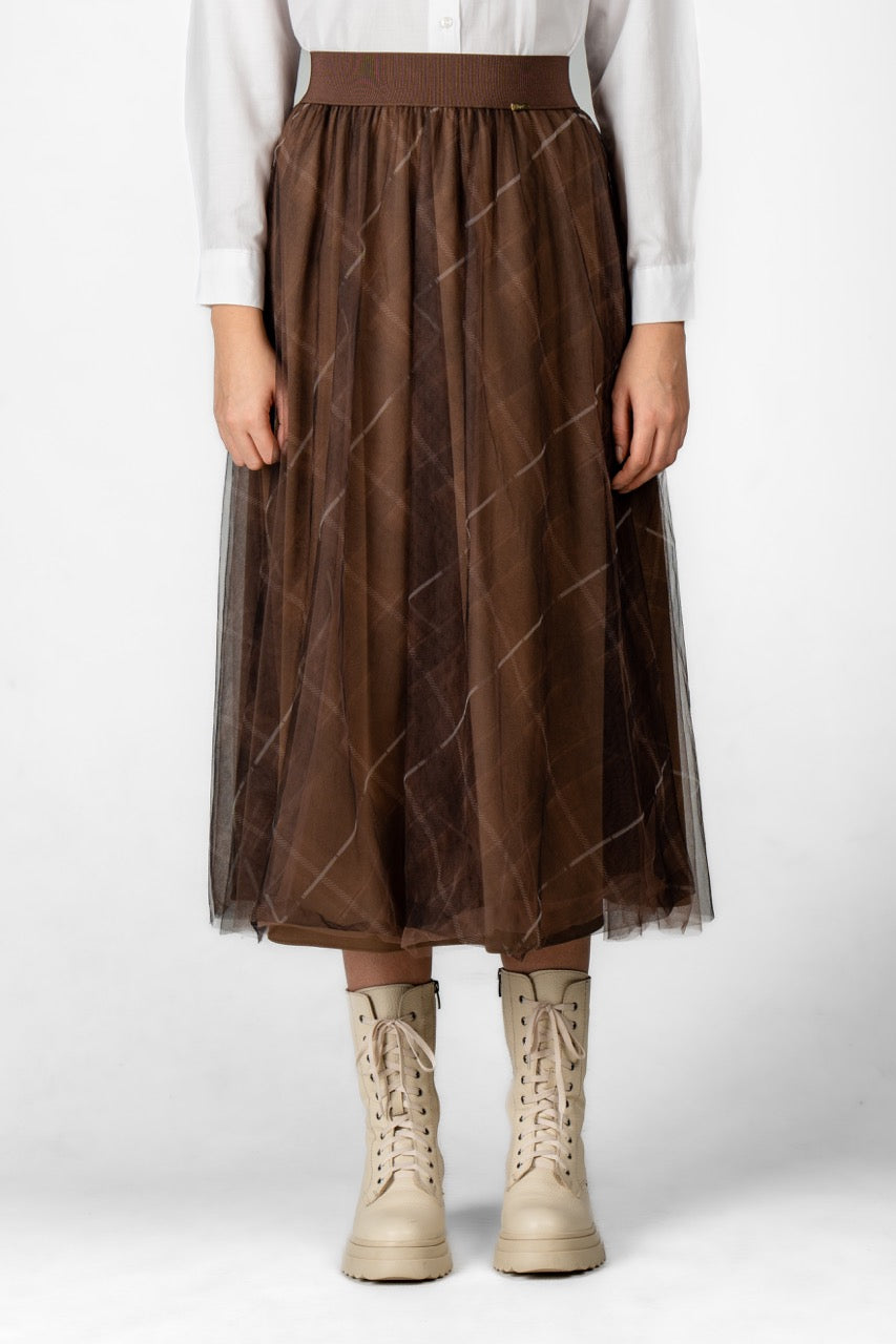 PLAID VİZON TÜL ETEK