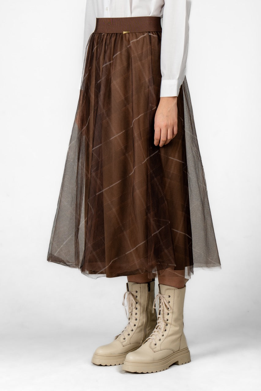 PLAID VİZON TÜL ETEK