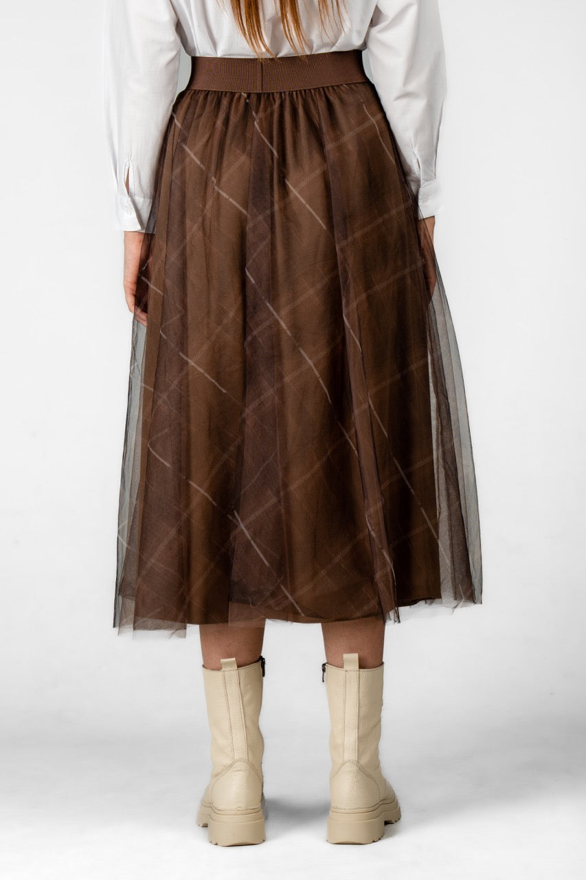 PLAID VİZON TÜL ETEK