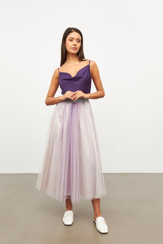 STRIPED LILAC TULLE SKIRT