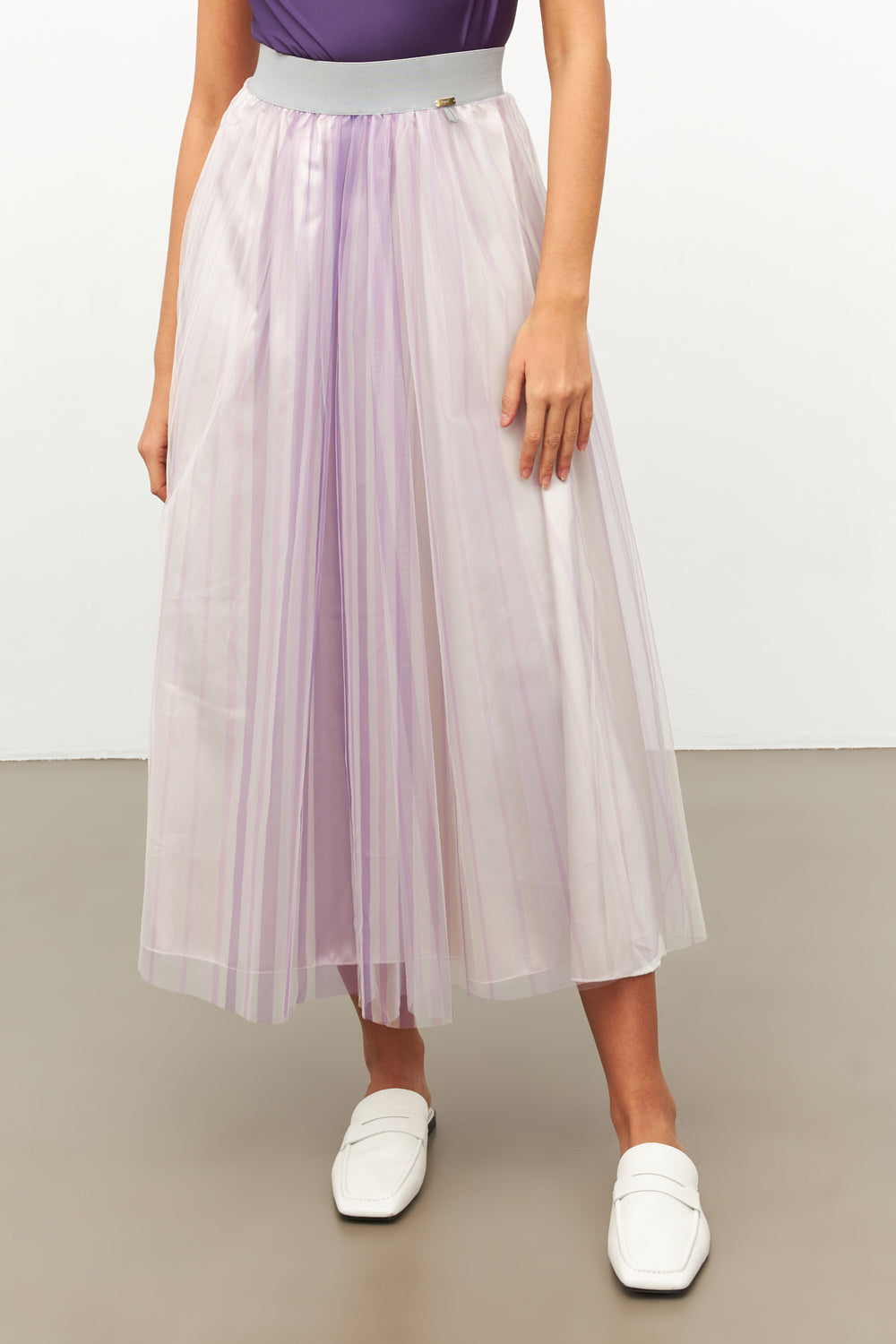 STRIPED LILAC TULLE SKIRT