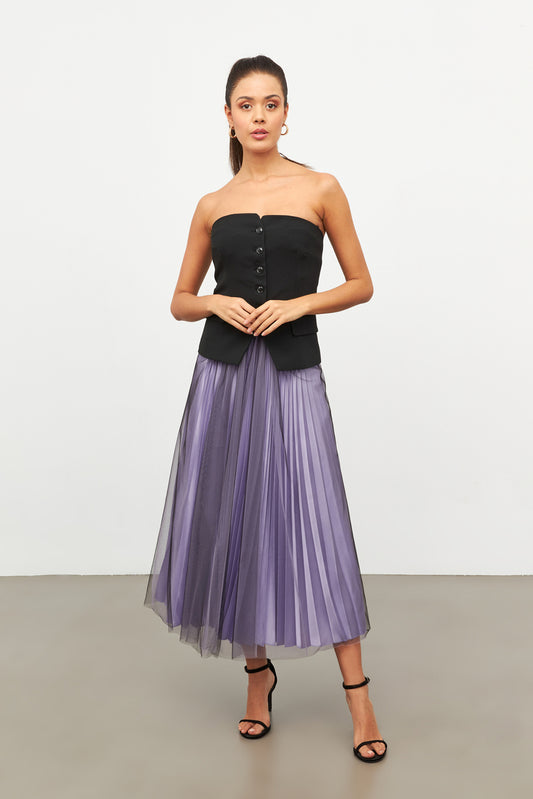 PLEATED LILAC TULLE SKIRT