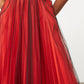 PLEATED CORAL TULLE SKIRT