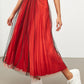 PLEATED CORAL TULLE SKIRT