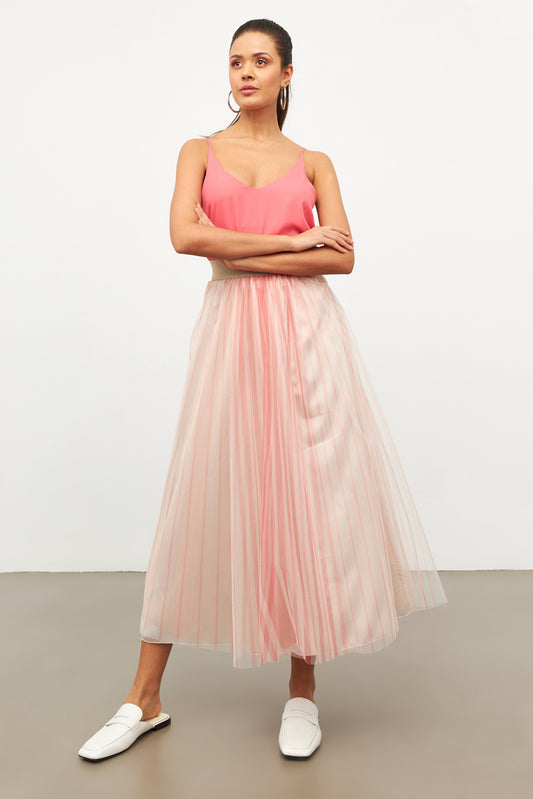 STRIPED PINK TULLE SKIRT