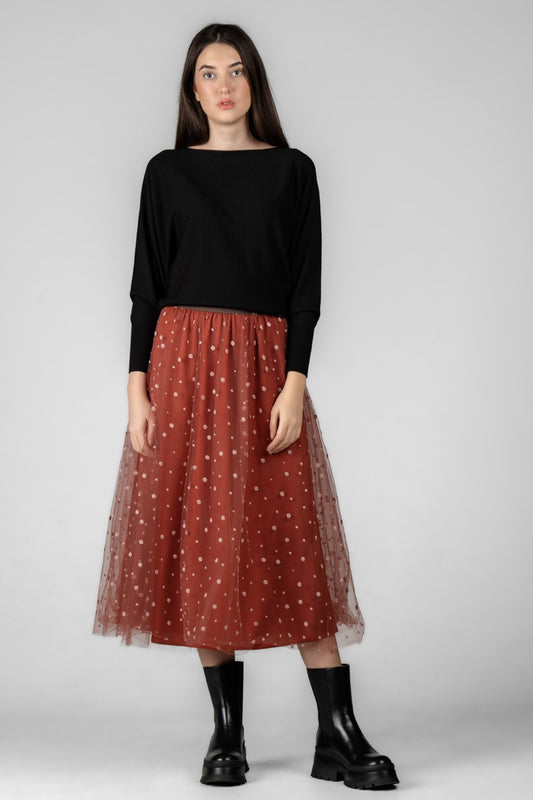 CRYSTAL BRICK TULLE SKIRT