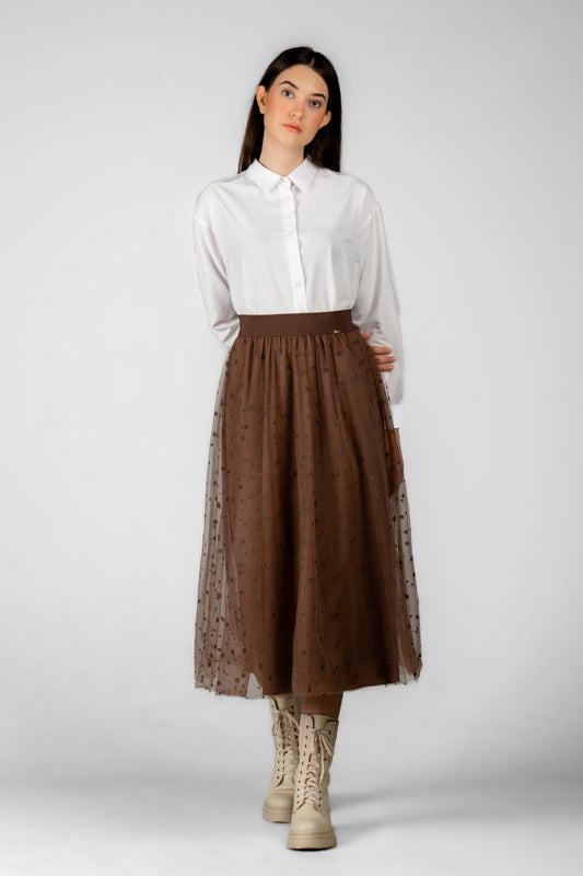 CRYSTAL MINK TULLE SKIRT