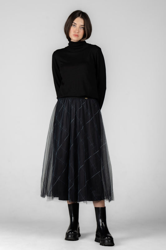 PLAID BLACK TULLE SKIRT